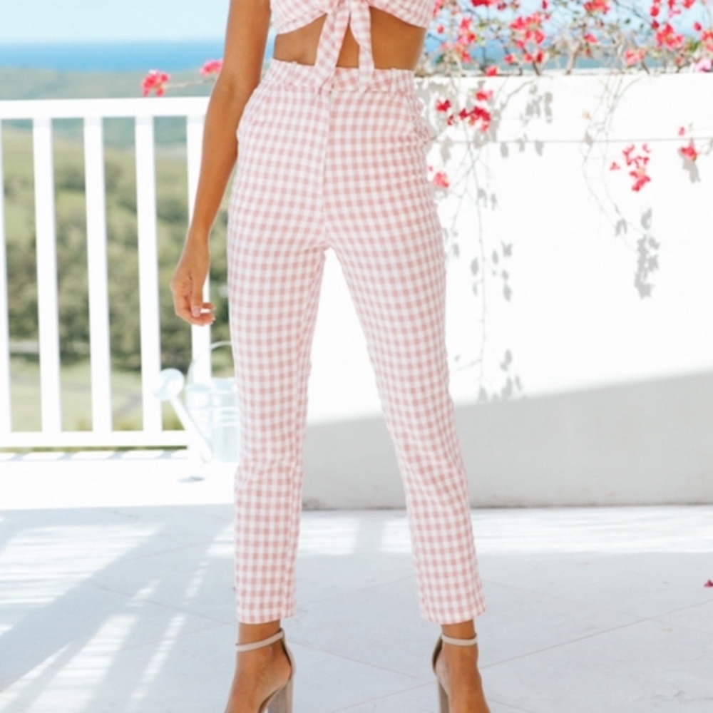 Hello Molly Pink Gingham Print Pants M